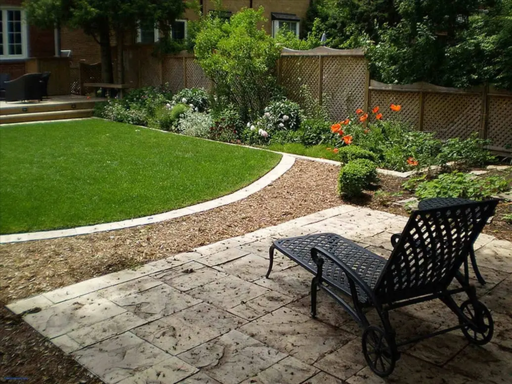 Backyard with rock patio