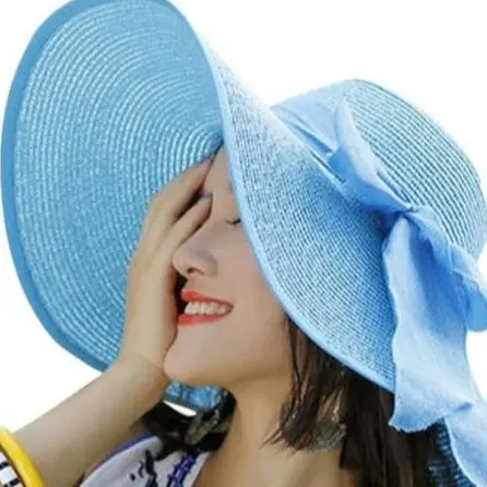 Lanzom Women’s Big Bowknot Floppy Foldable Sun Hat