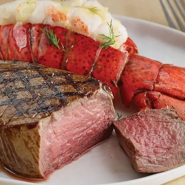 Beautiful steak and lobster dinner